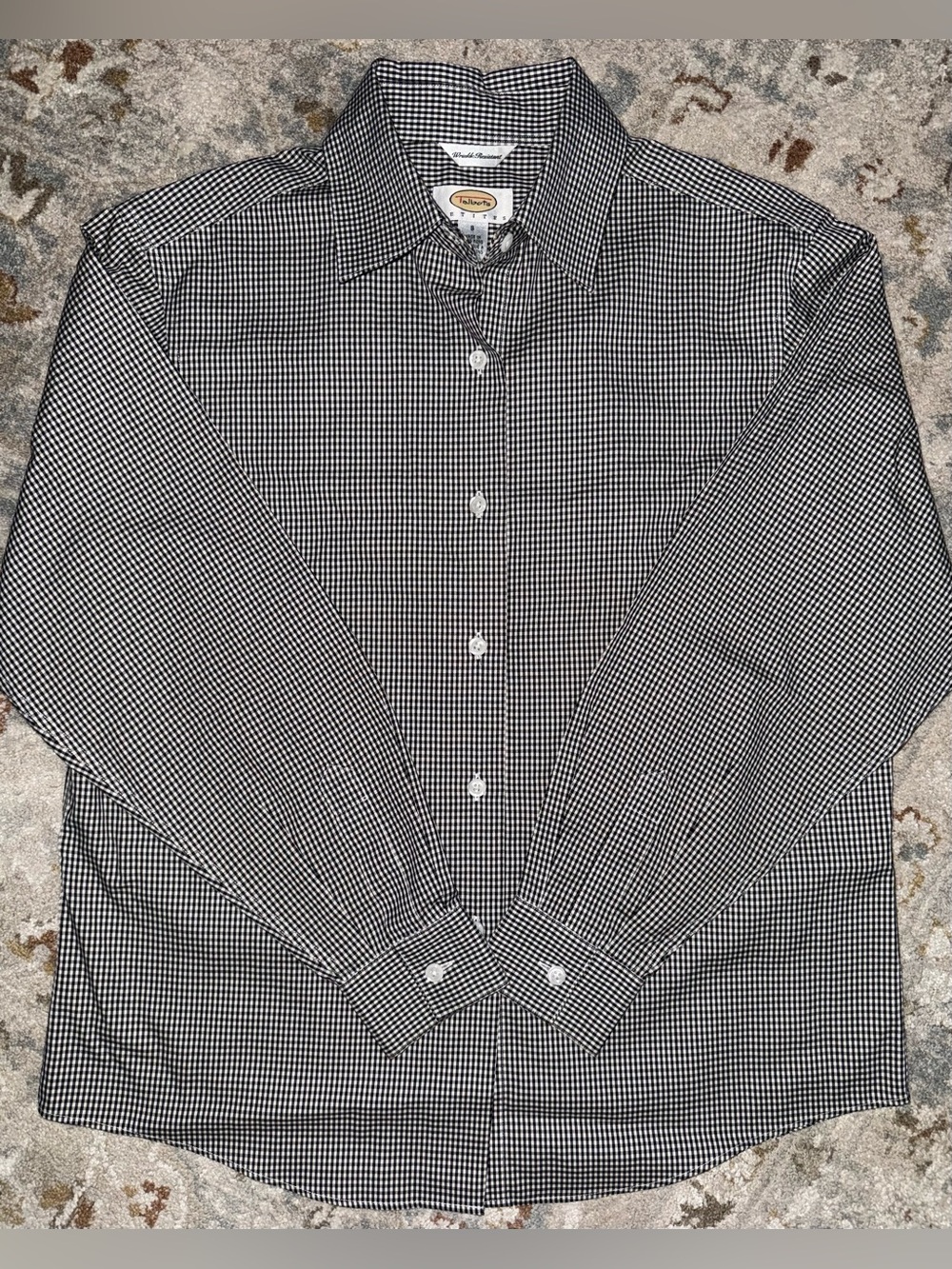 Talbots Black and White Micro Check Dress Shirt
